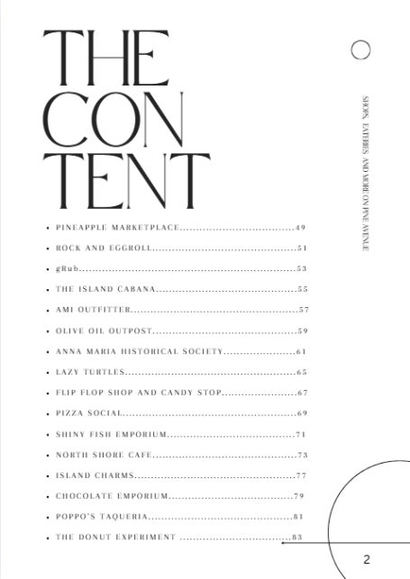 Book 2 contents snapshot